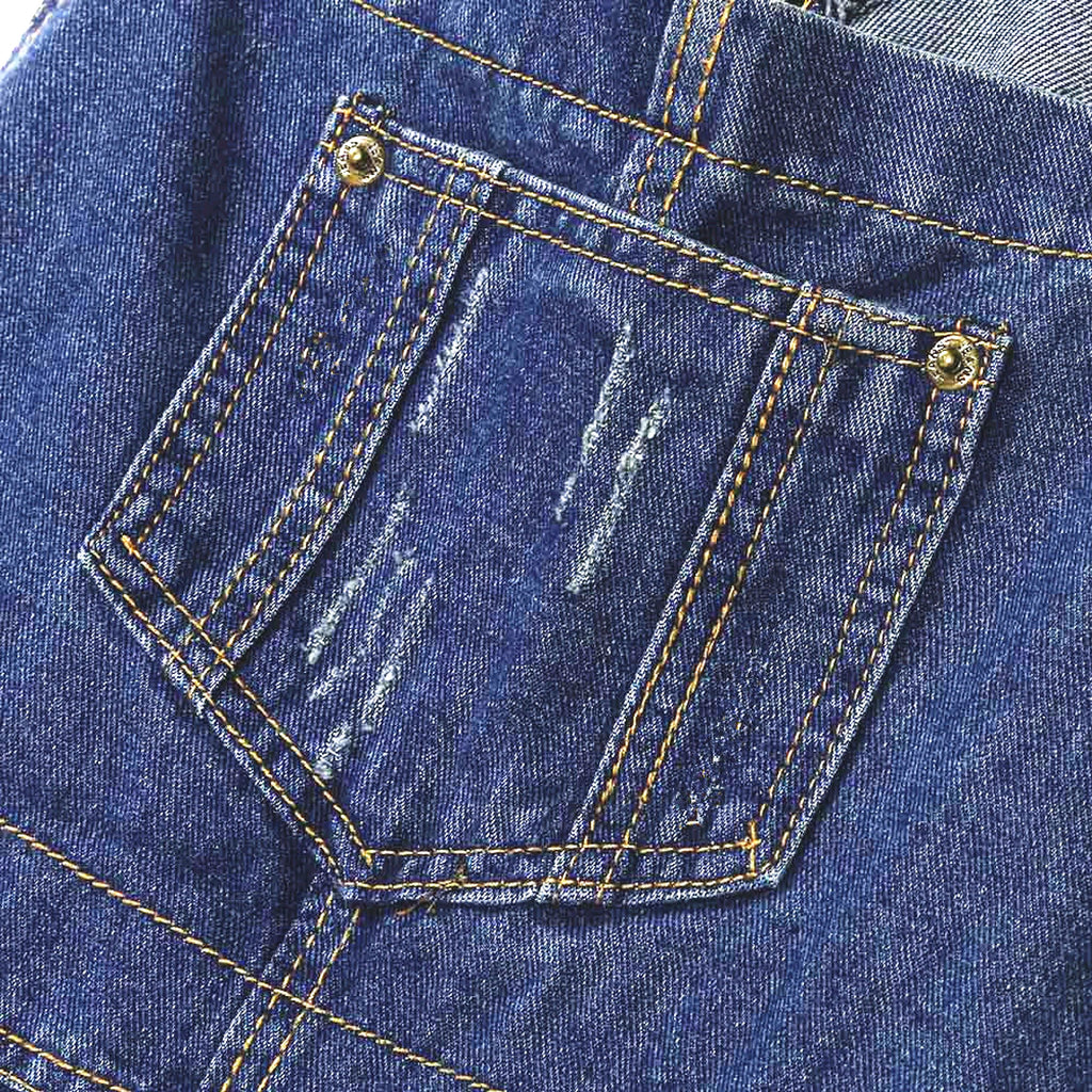 Shredded denim jumpsuit overalls - enhanced image 3