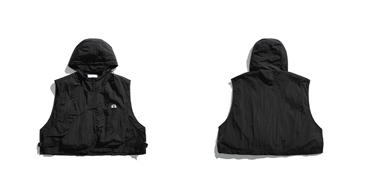 Side Release Buckle Embroidered Hooded Short Vest - enhanced image 3