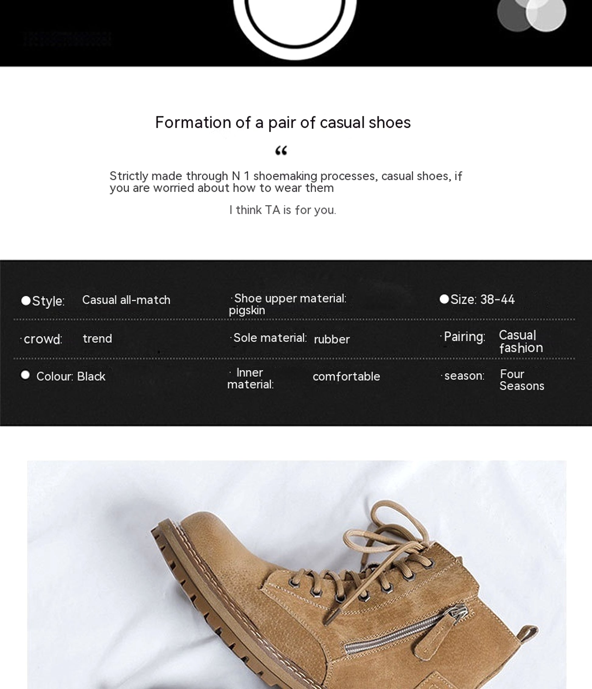 Side Zipper Seven-hole Super Popular Ins High Street Fashionable Handsome Ankle Boots - enhanced image 3