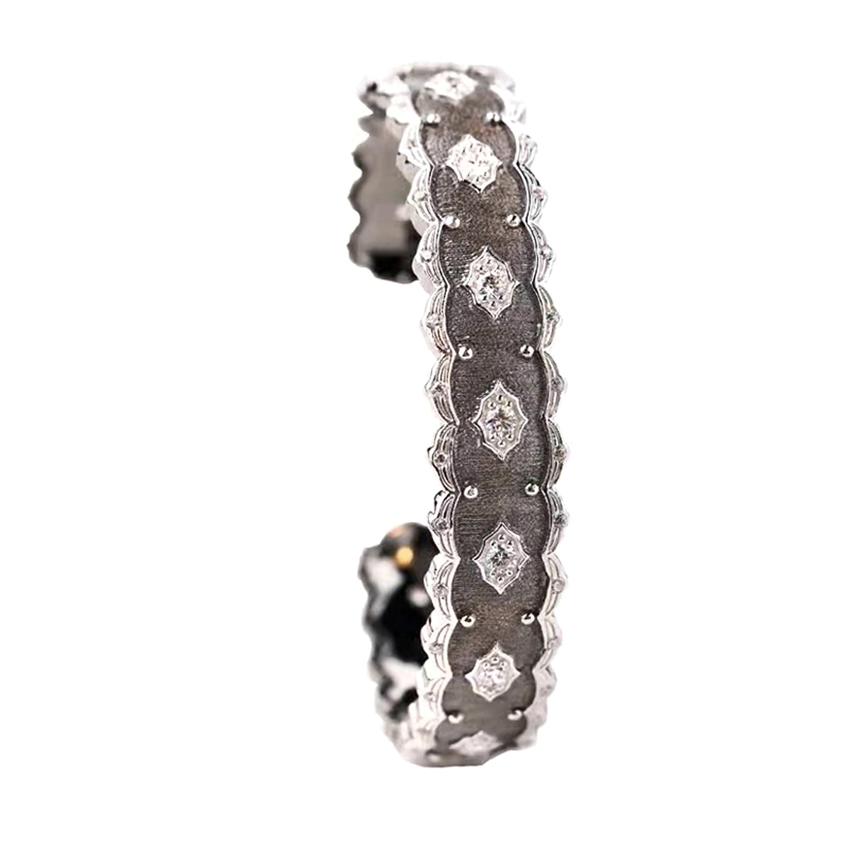Silver Gold Plated Court Diamond Inlay Bracelet - enhanced image 3
