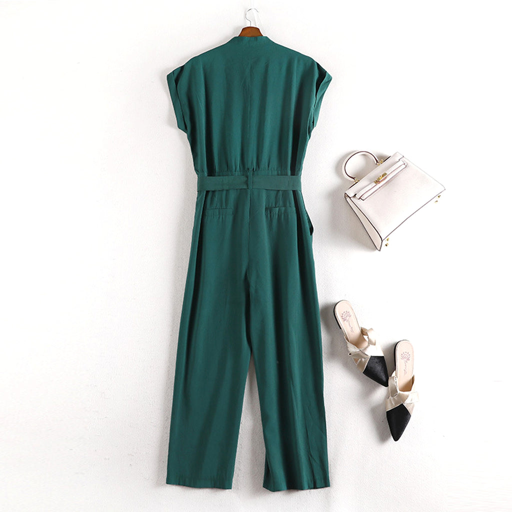 Sleeveless V-neck jumpsuit - enhanced image 3