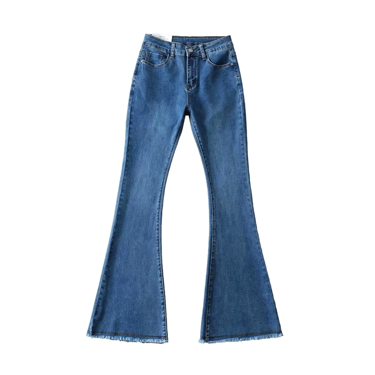 Small High Waist Raw Hem Jeans Retro Women - enhanced image 3