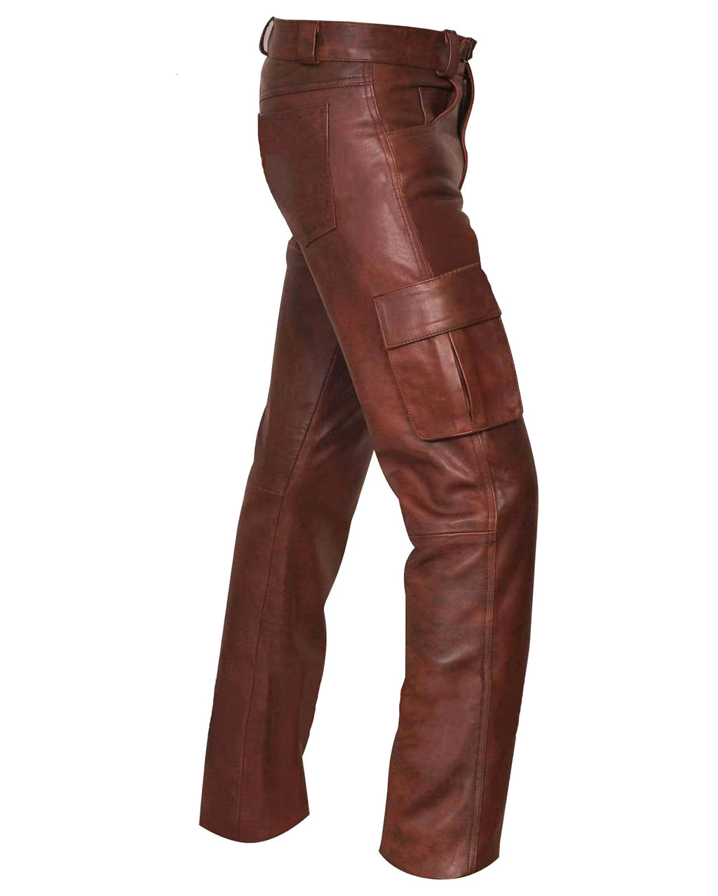 Solid Color Men's PU Leather Men Jeans Pants - enhanced image 3