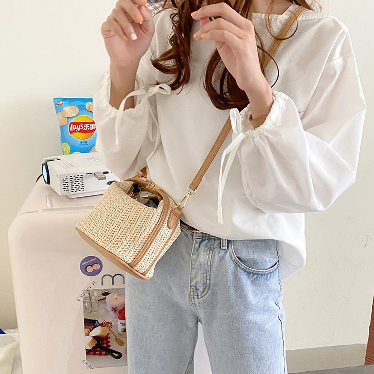 SolunaWeave™ – Urban Straw Zip Bag - enhanced image 3