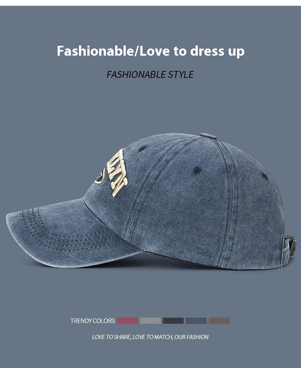 Spring And Summer Sun Protection Men's Retro Washed Letters Embroidered Peaked Cap - enhanced image 3