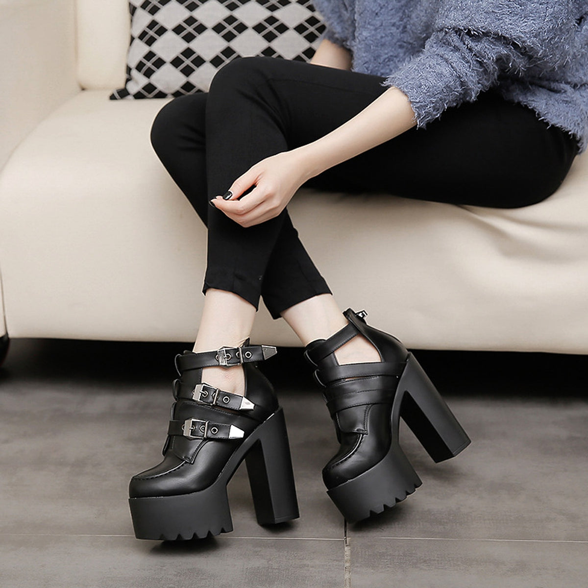 Spring Chunky Heel High Boots Shoe Women - enhanced image 3