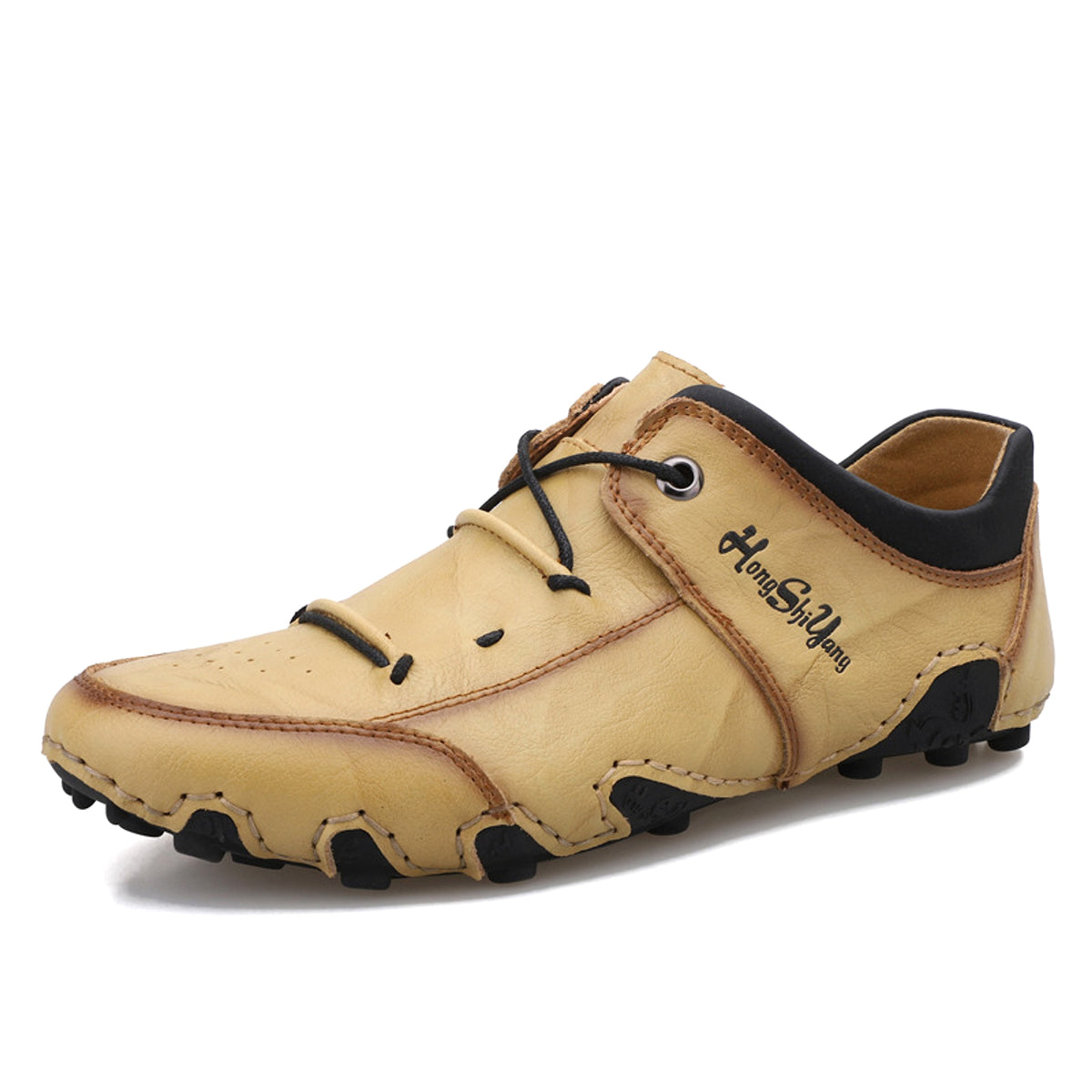 Spring New Men's Large Size Casual Leather Shoes Trend Hand-sewn Bottom - enhanced image 3