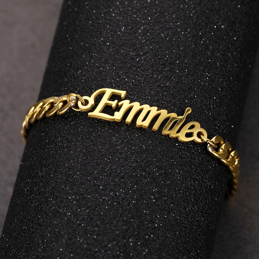 Stainless Steel 4mm Cuban Chain Custom Name Men's Classic Bracelet - enhanced image 3