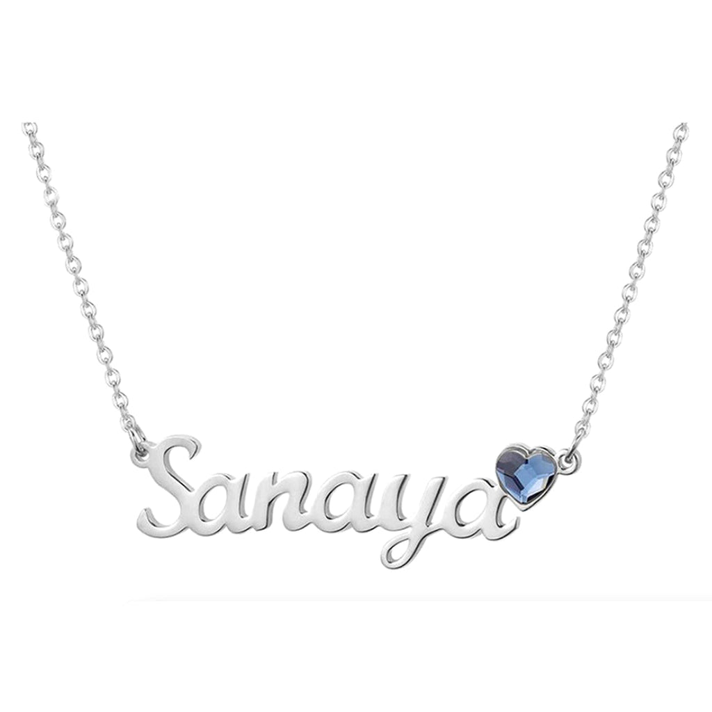 Stainless Steel English Letter Heart-shaped Birthday Stone Necklace - enhanced image 3