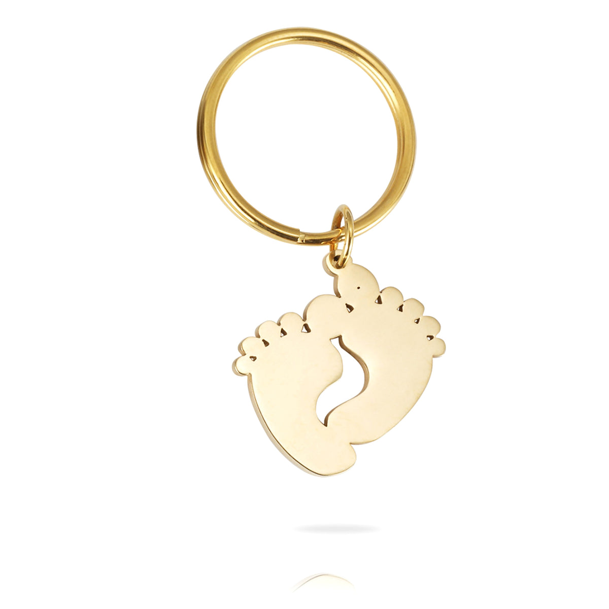 Two-Tone Stainless Steel Footprint Keychain – A Symbol of Love & Connection - enhanced image 3
