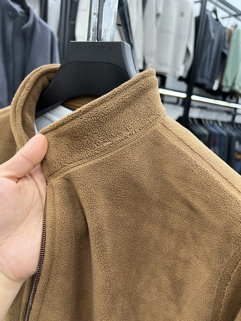 Stand Collar Zipper Thermal Polar Fleece Men's Coat - enhanced image 3