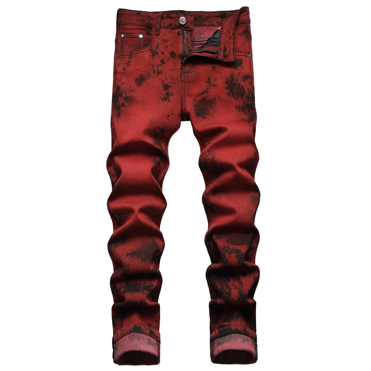 Stretch Tie Dyed Red Brick Men 's Jeans - enhanced image 3