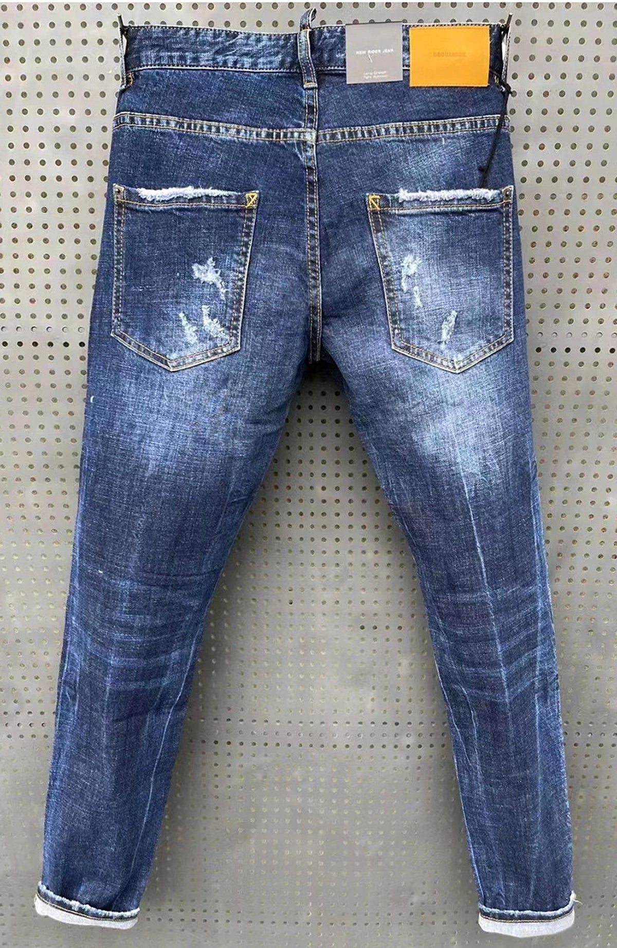 A1. Tatting Splash Paint Men's Slim-fit Patch Stretch DSQ Jeans - enhanced image 3