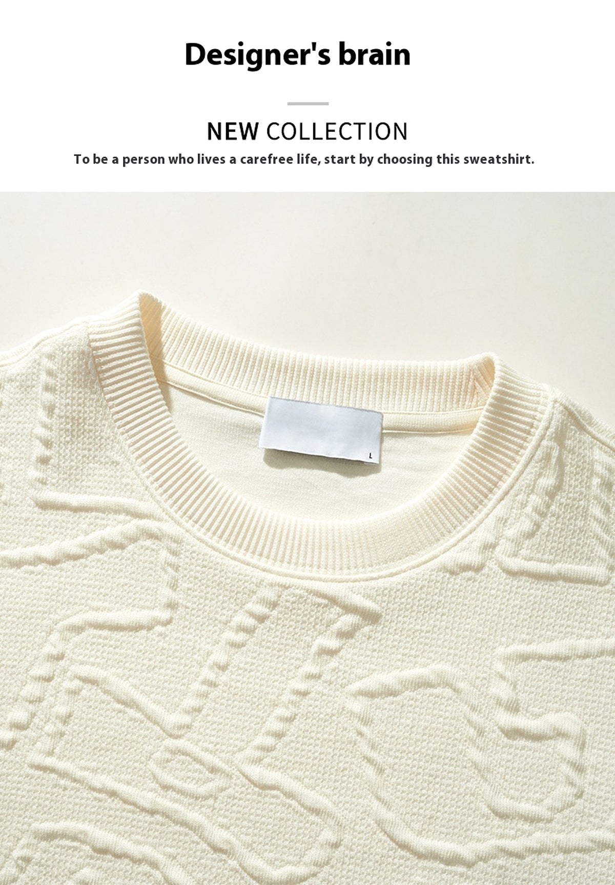 Texture Jacquard Heavy Round Neck Sweater Men's Autumn New - enhanced image 3