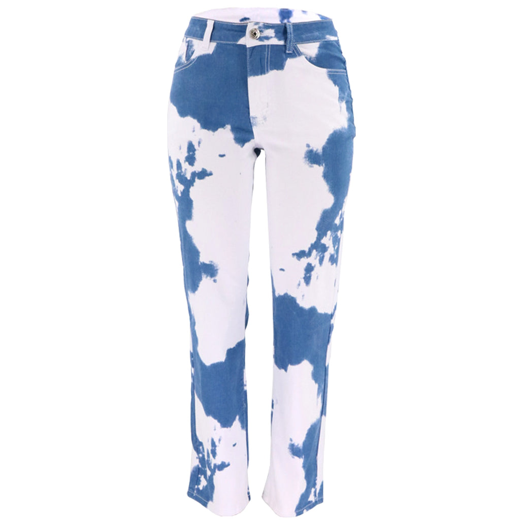 Tie Dye Print Straight Leg Jeans For Women - enhanced image 3