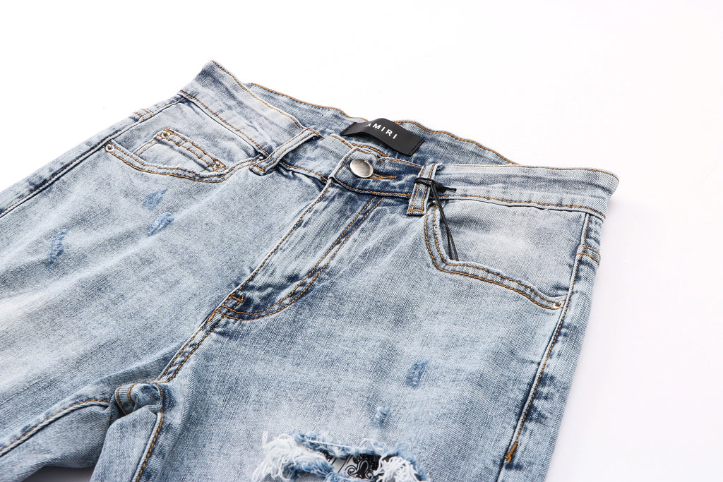 Trendy Washed White Scum Men's Jeans – Slim Fit, Hand-Finished - enhanced image 3