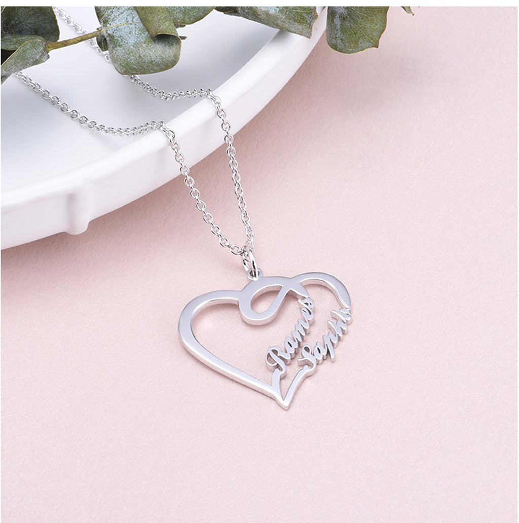Valentine's Day Gift 925 Silver Personalized Custom Heart-shaped Letter Necklace Female - enhanced image 3