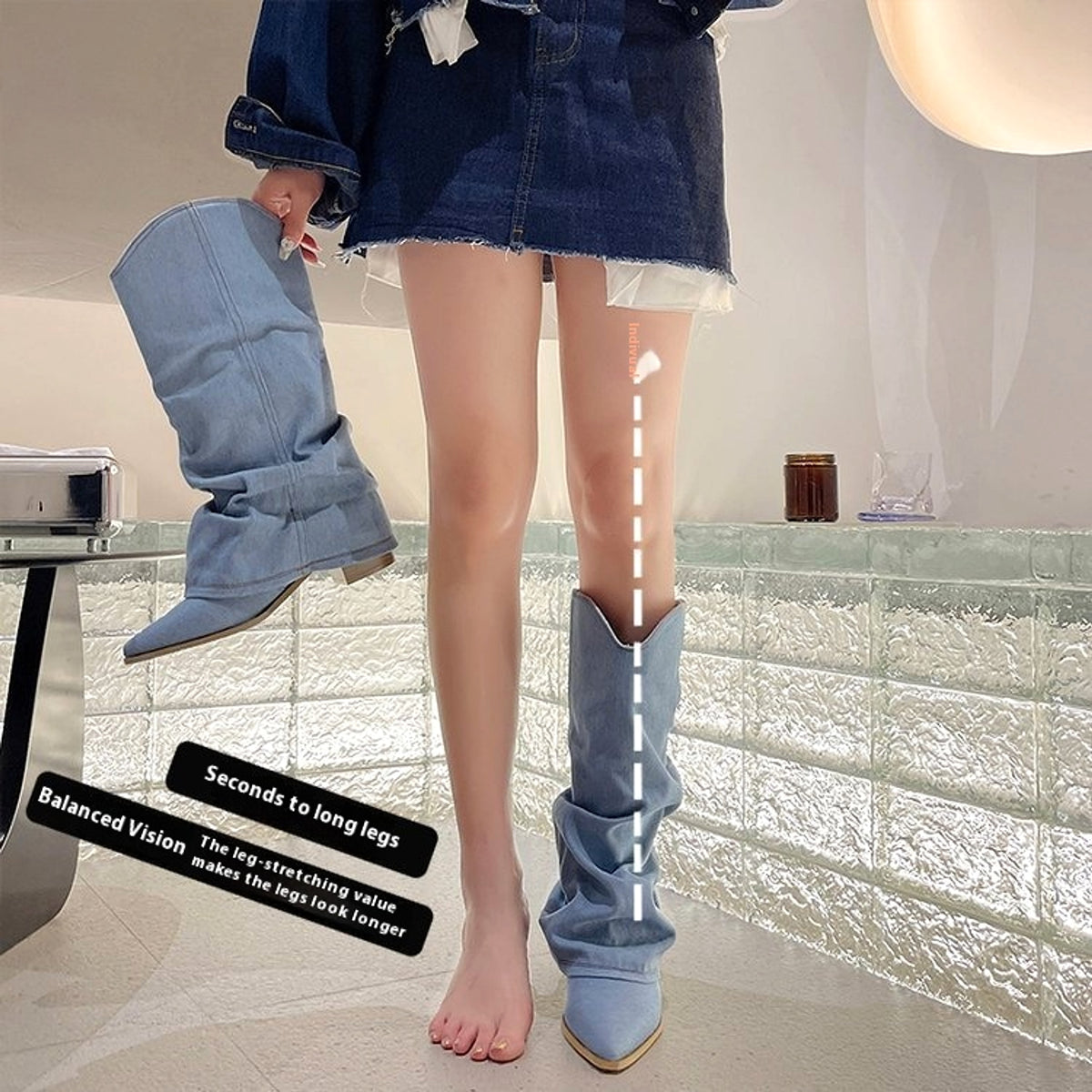 Velvexa™ – High Heel Denim Stretch Boots - enhanced image 3