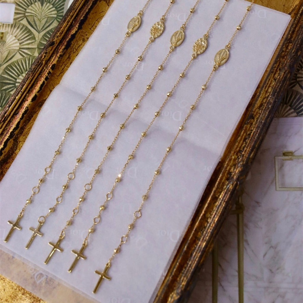 Vintage Cross 18K Gold Necklace Bracelet - enhanced image 3