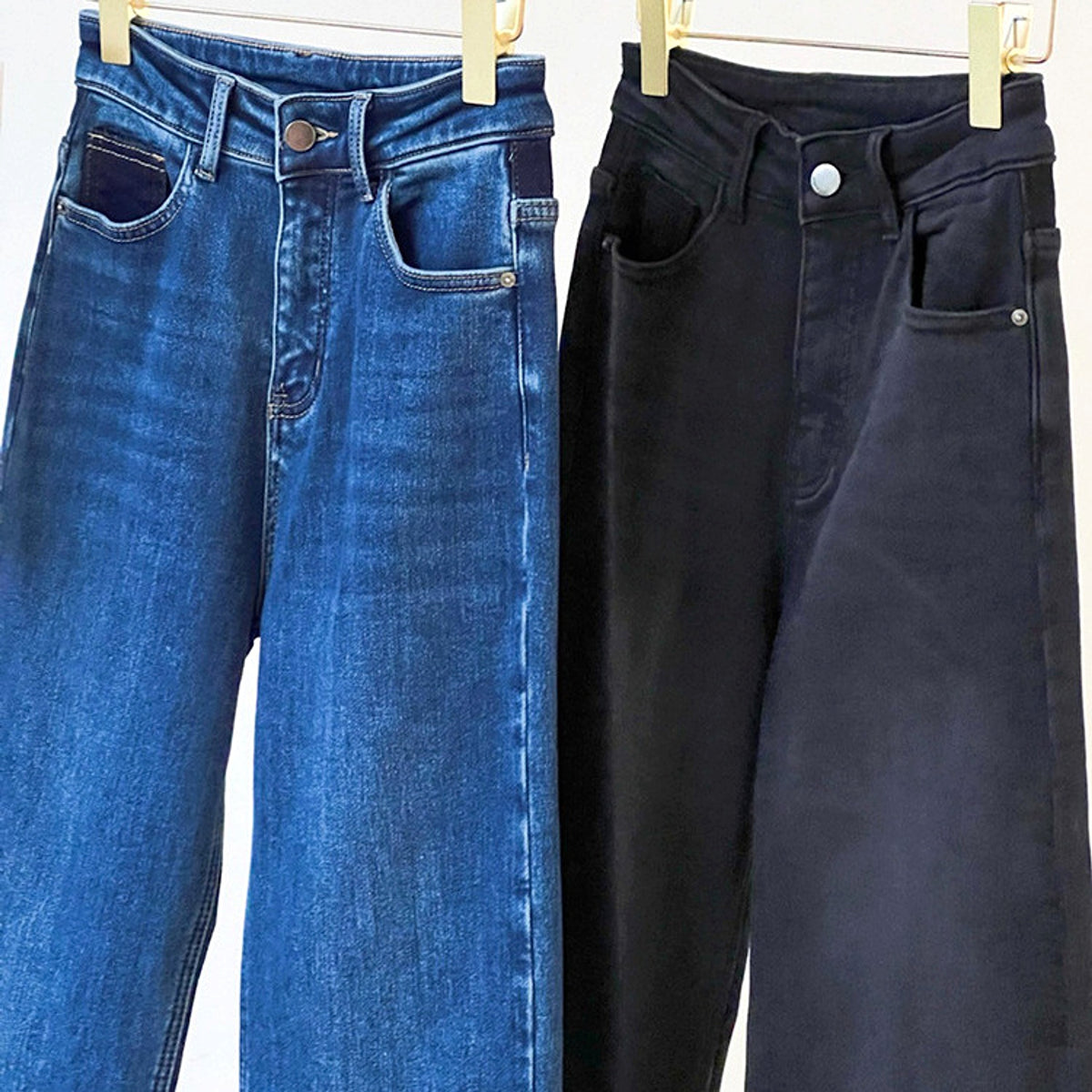 Vintage Handmade Embroidered Warm Washed Jeans Women - enhanced image 3