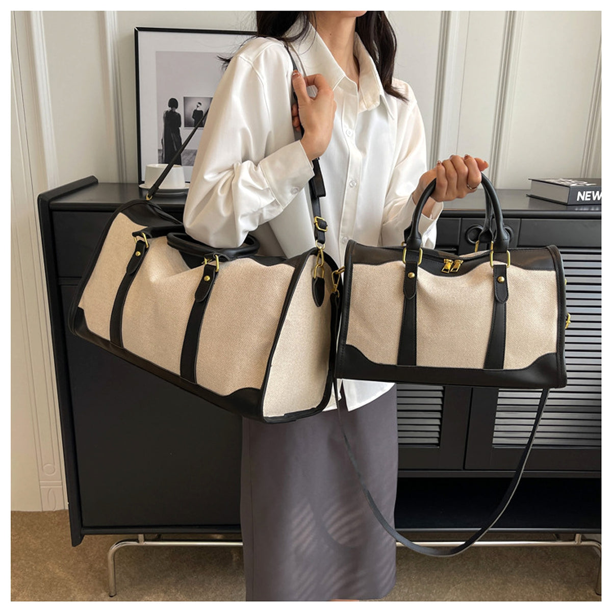 Voyagera™ – Canvas Travel Tote Bag (Large Capacity) - enhanced image 3