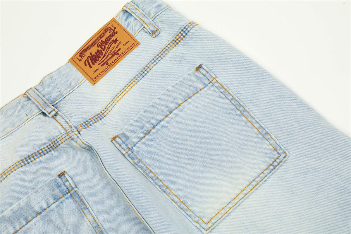 Wash Light Color Cargo Jeans Men - enhanced image 3