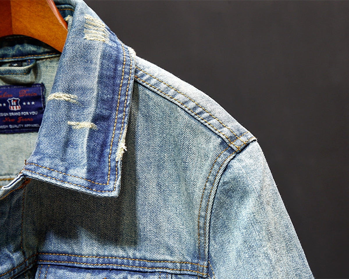 A.1 Washed Denim Jacket Tops Outerwear Men - enhanced image 3
