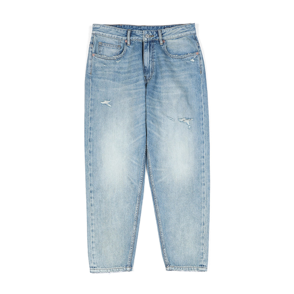 Washed Micro-elastic Frayed Cropped Jeans Men - enhanced image 3