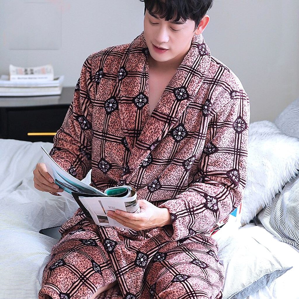 Winter Bathrobe Coral Fleece Couple Pajamas - enhanced image 3