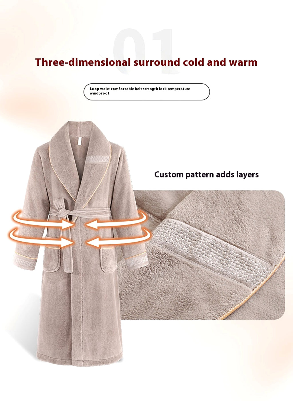 Winter Fleece Lining Plus Size Milk Fiber Homewear Mid-length Men's Pajamas - enhanced image 3
