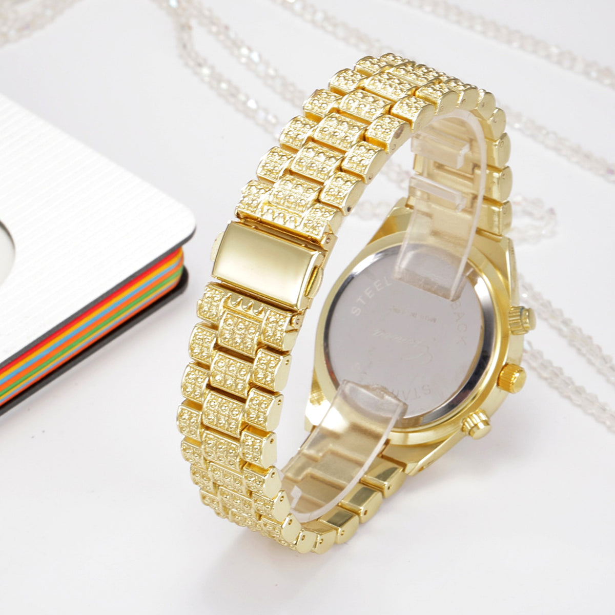 LunaGeneva™ – Rose Gold Crystal Iced-Out Quartz Watch Women - enhanced image 3