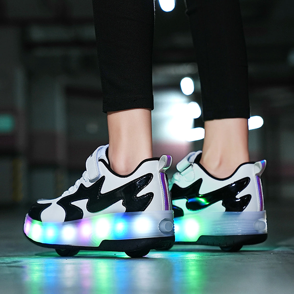 Women Fashion Removable Charging With Lights Light-emitting Roller Skates - enhanced image 3