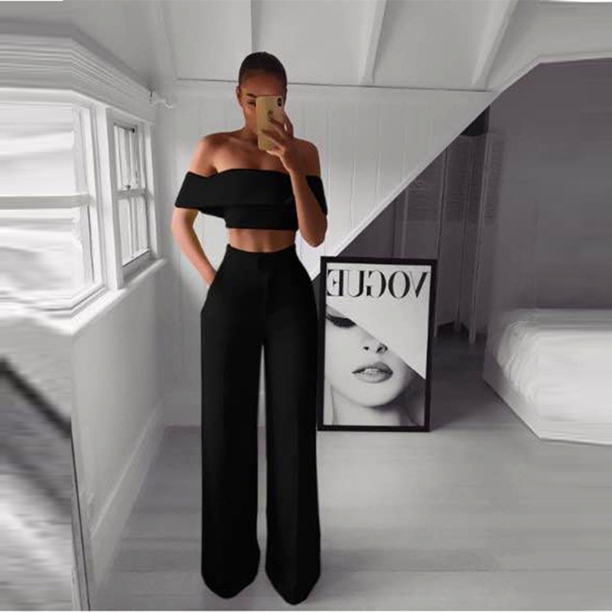 FlexiChic™ – Wide Leg Pants & Crop Top Two-Piece Set - enhanced image 3