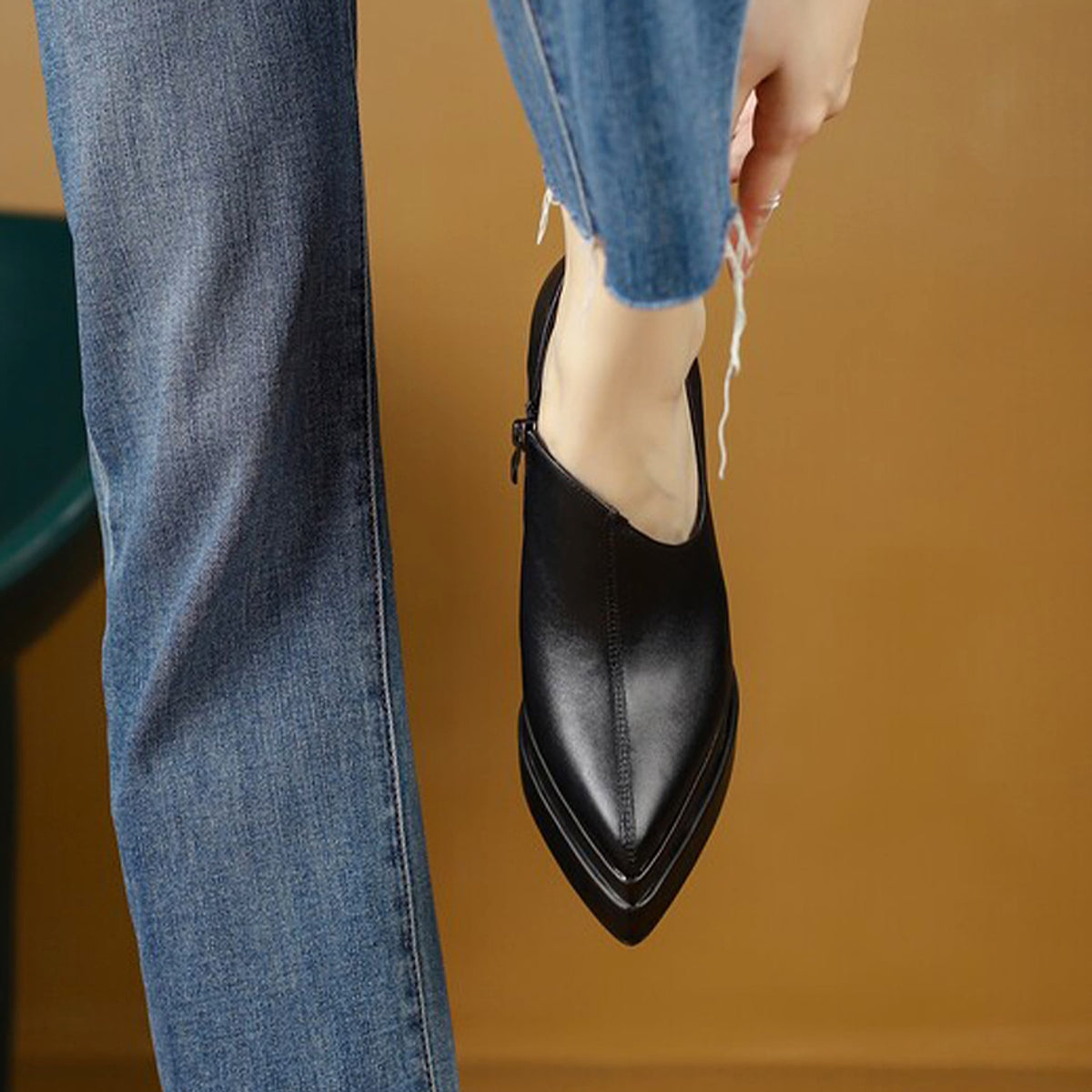 Women With Pointed Deep Cut High Heels - enhanced image 3
