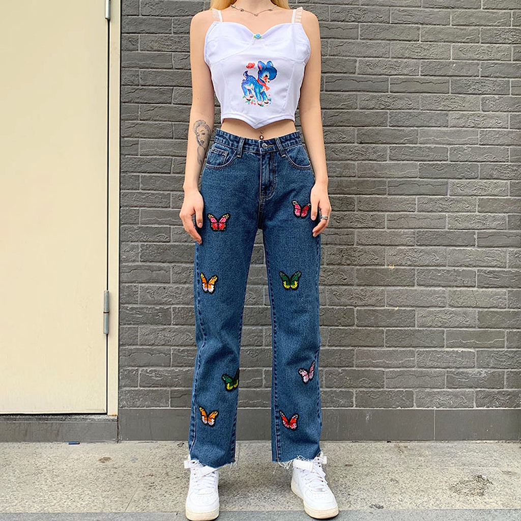 Women's butterfly straight jeans - enhanced image 3