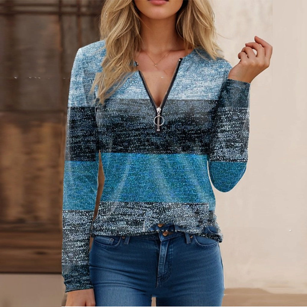 Women's Commuter Long Sleeve Printed Pullover T-shirt - enhanced image 3