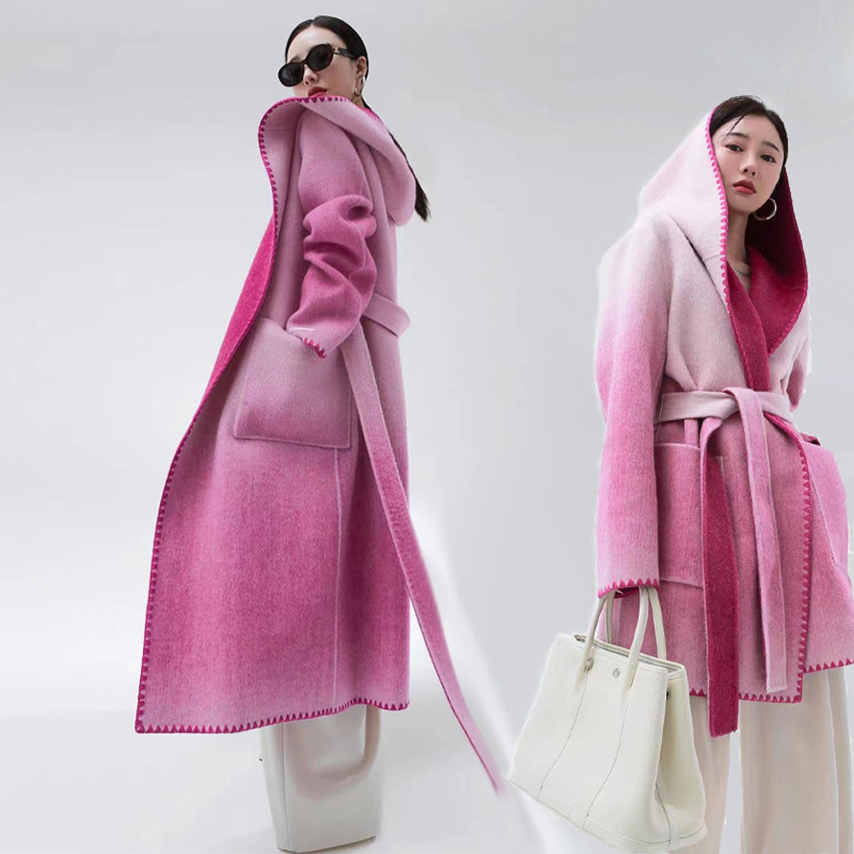 Women's Fashion Reversible Cashmere Coat – Luxury & Versatility - enhanced image 3