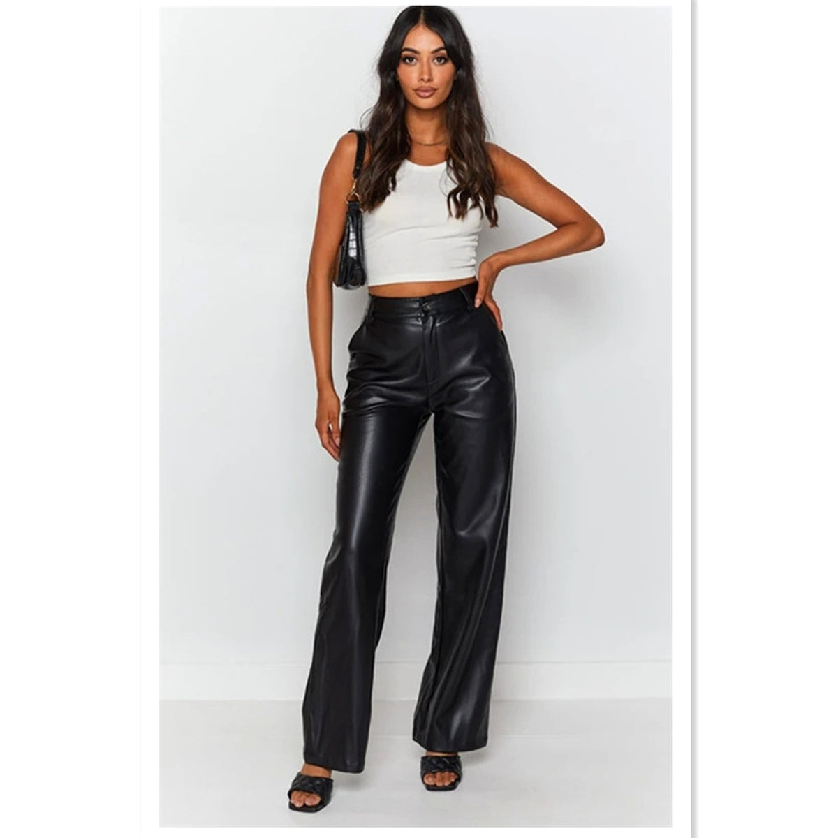 Women's High Elastic PU Leather Pants (Jeans) - enhanced image 3