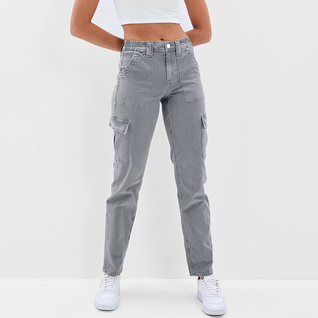 Women's Jeans Multi-bag High Waist Wash Straight - enhanced image 3