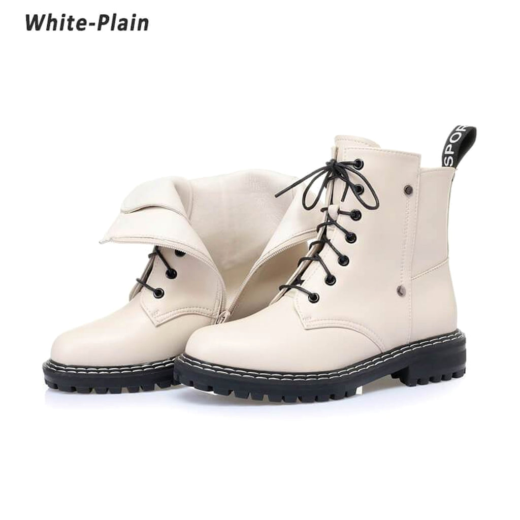 Women's mid-heel platform leather short boots - enhanced image 3