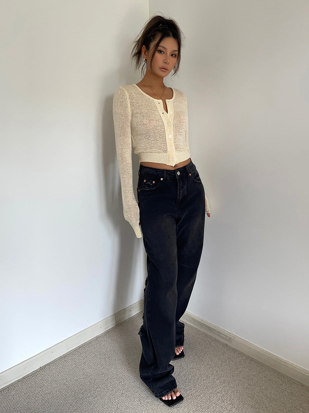 Women's Retro High Waist Loose Wide Legs Jeans - enhanced image 3