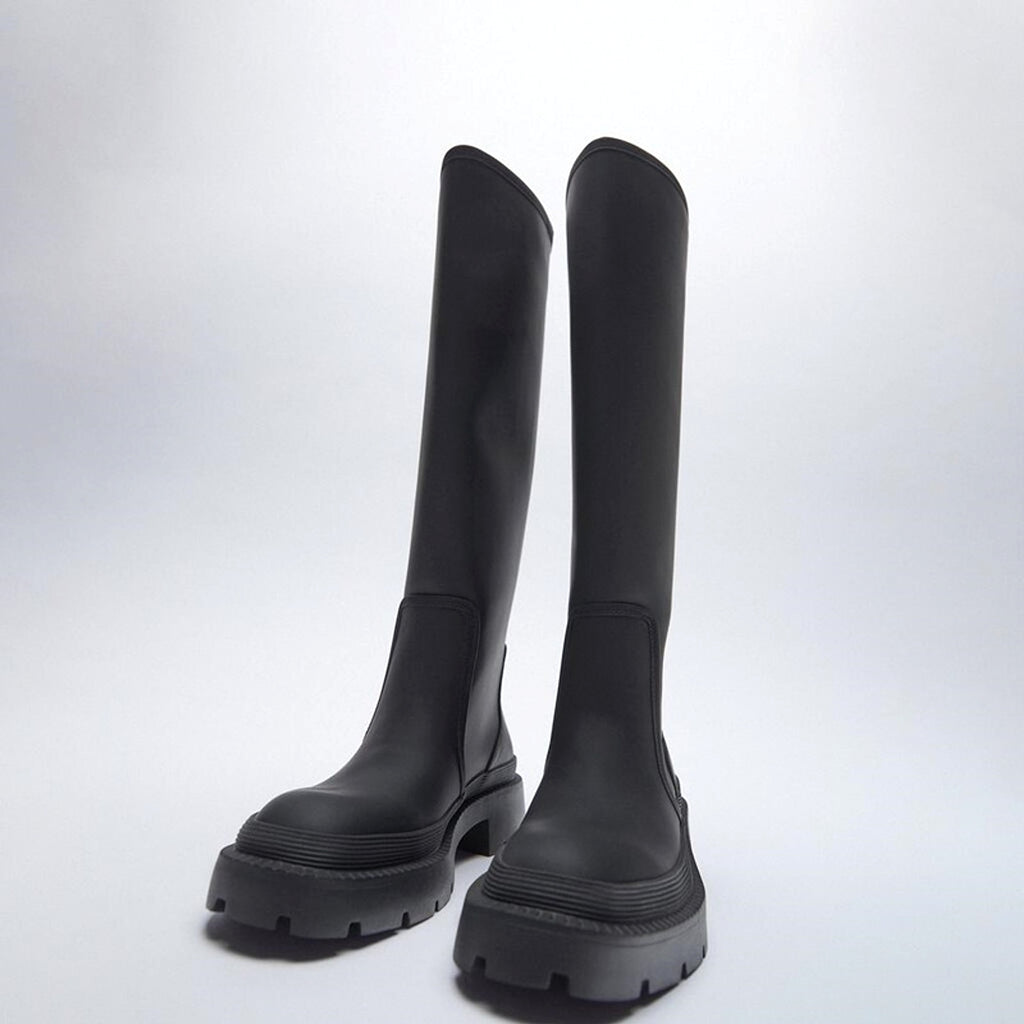 Women's Round Head Slim But Knee-high Martin Boots - enhanced image 3
