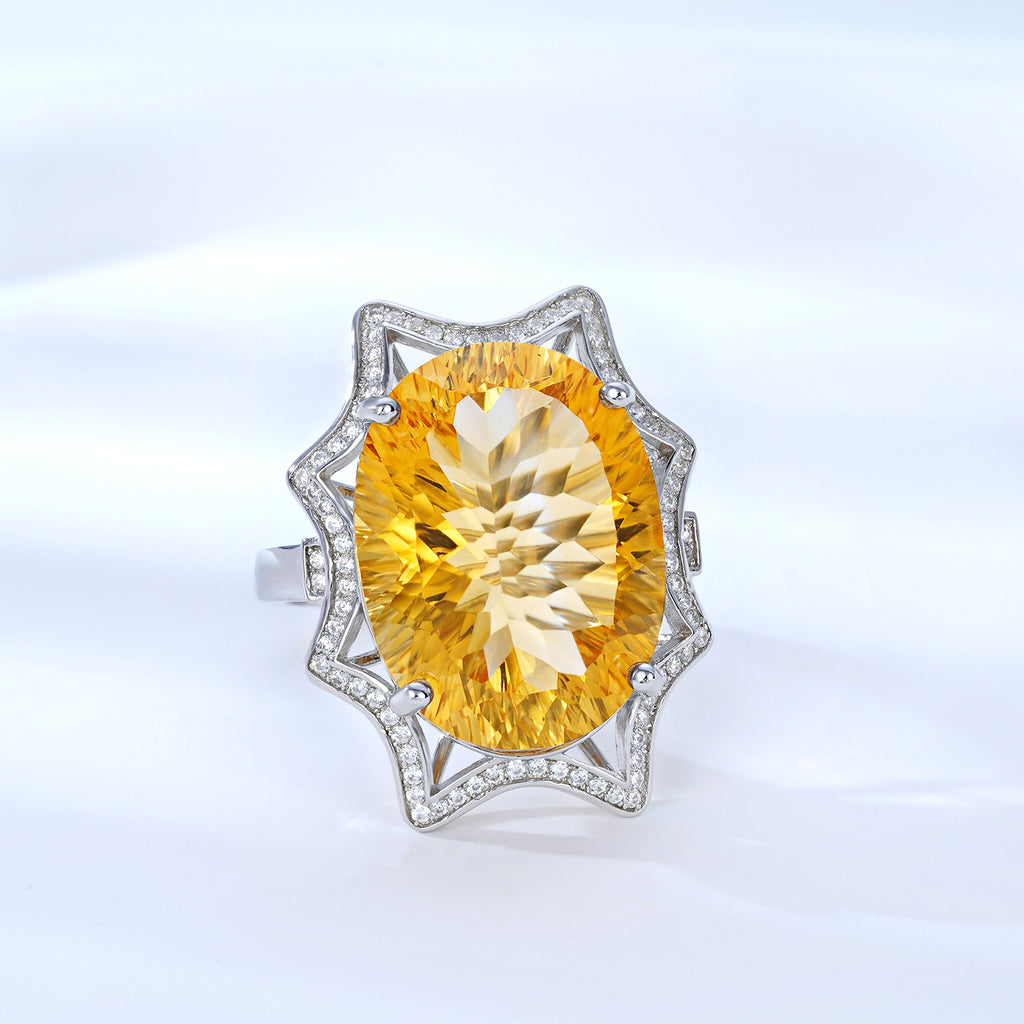 Women's Simple And Natural Large Citrine Ring - enhanced image 3