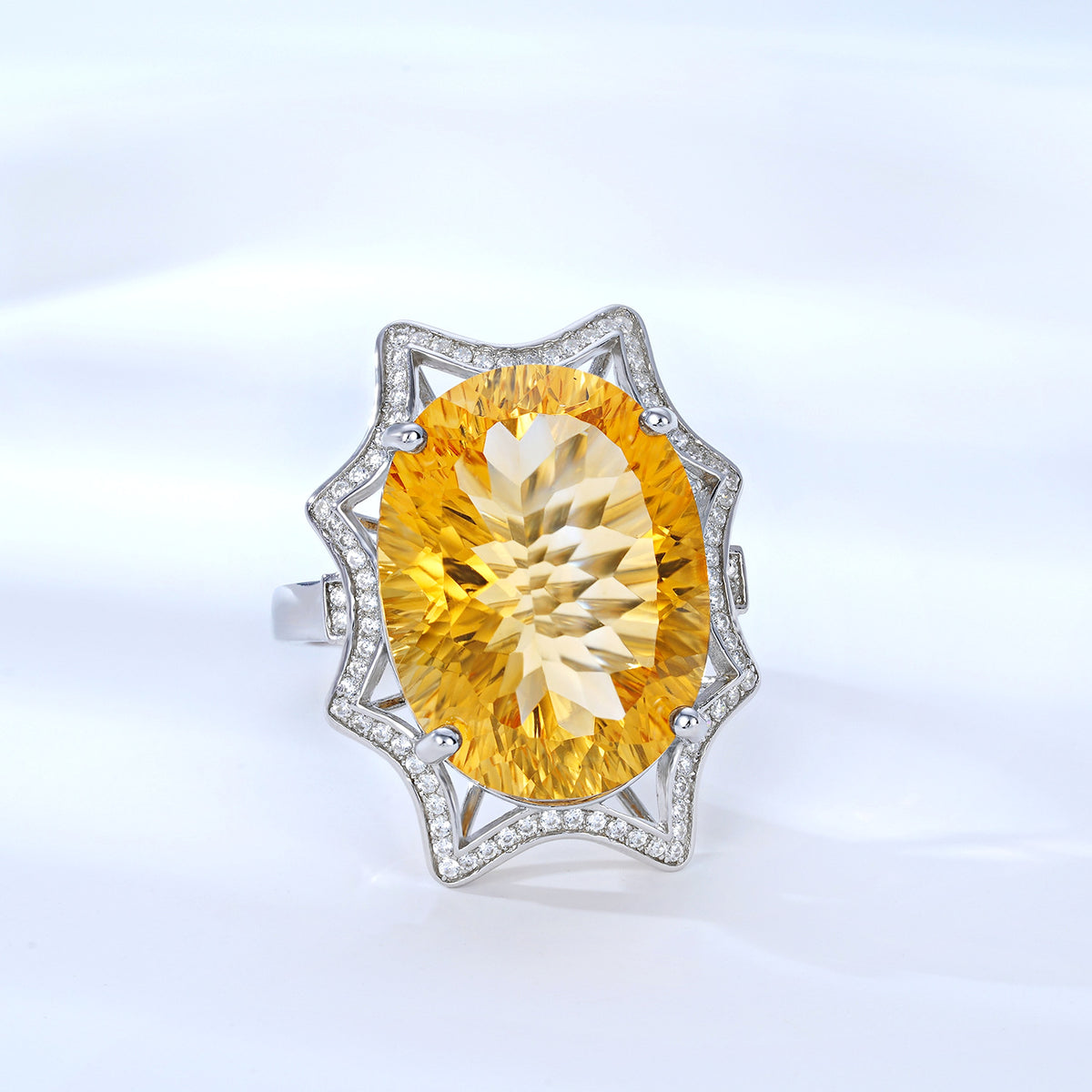 Women's Simple And Natural Large Citrine Ring - enhanced image 3