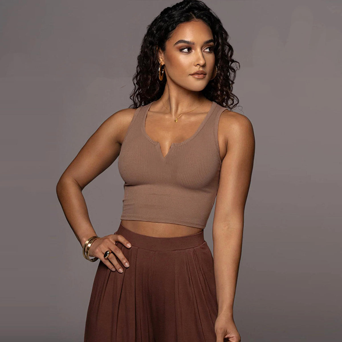 Women's Slim Fit Midriff-baring Camisole (Tank-top & T-Shirt) - enhanced image 3