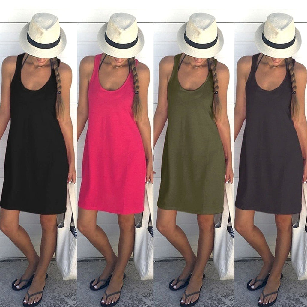 Casual Round Neck Cotton-Blend Dress (S–XL) - enhanced image 3
