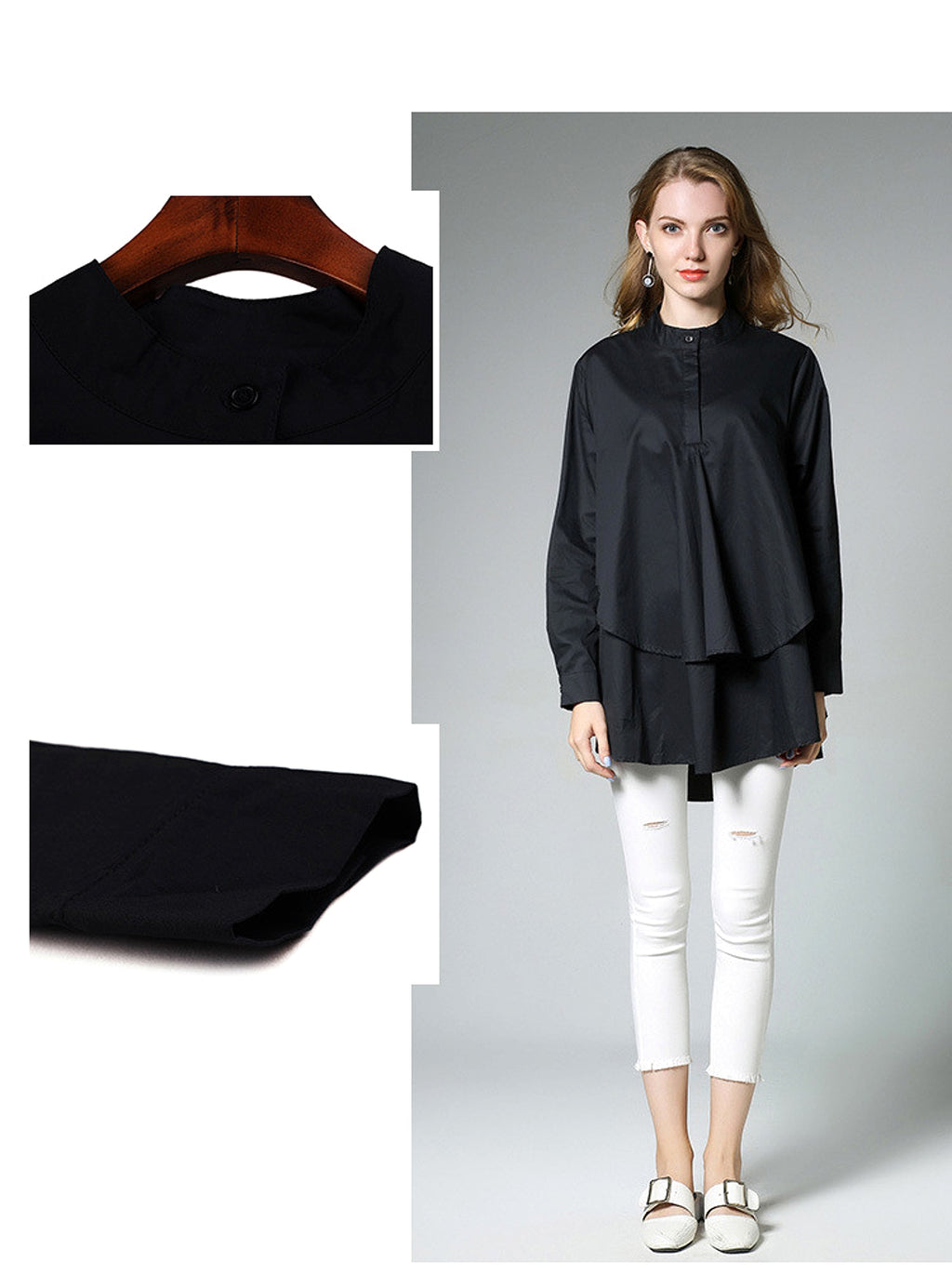 Women's Spring And Autumn Stand Collar Slim Mid-length - enhanced image 3