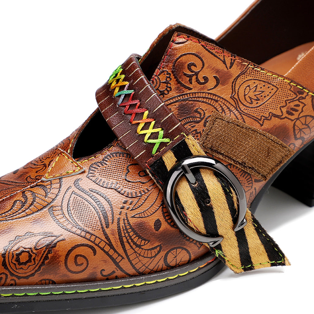 Women's thick heel leather shoes - enhanced image 3