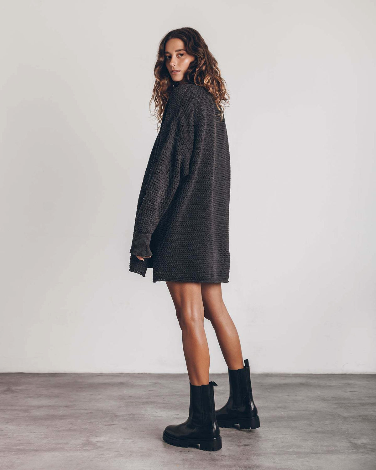 A.1 Women's Twist Thread Loose All-match Round Neck Sweater Dress - enhanced image 3