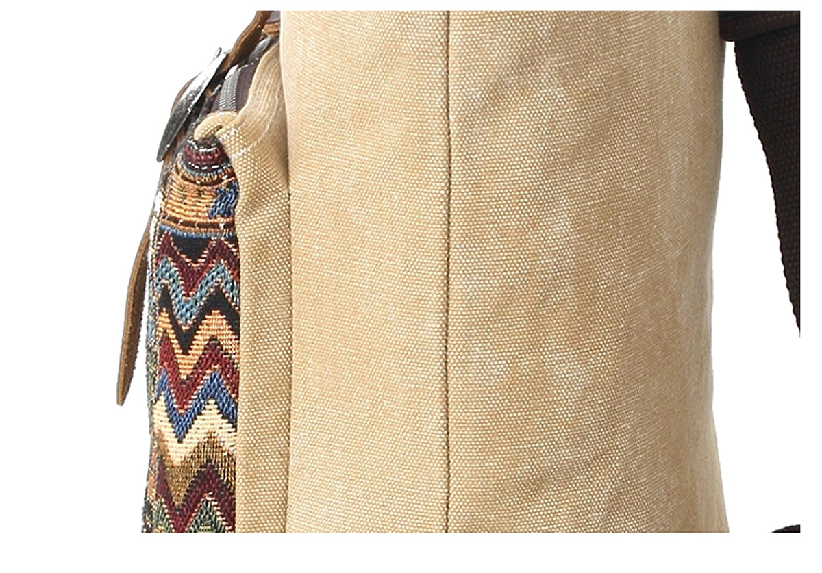 Women's Waterproof Canvas With Top Layer Leather Backpack - enhanced image 3